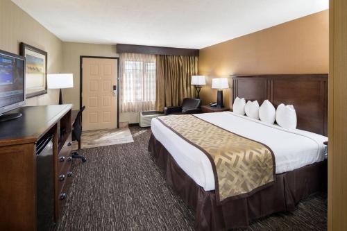 a hotel room with a bed and a flat screen tv at Best Western Ramkota Hotel in Rapid City