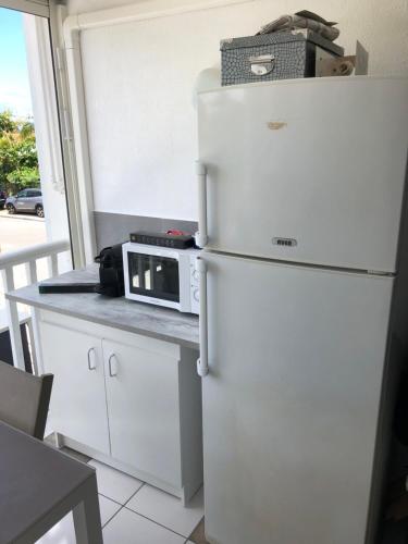 Kuchyň nebo kuchyňský kout v ubytování Studio Kreyol Lecusson