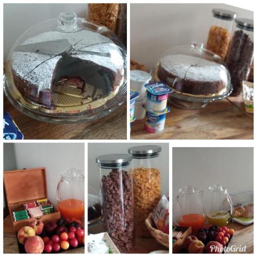 a collage of pictures with a cake and some food at Bed Nonnonino in Porto Cesareo