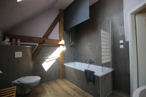 Phòng tắm tại Ferienwohnung am Parsteinsee