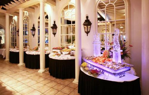 a buffet line in a building with tables of food at Resorts Casino Hotel Atlantic City in Atlantic City