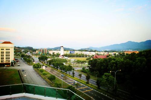 a view of a city with a street and buildings at Hotel Time Boutique Nilai in Nilai