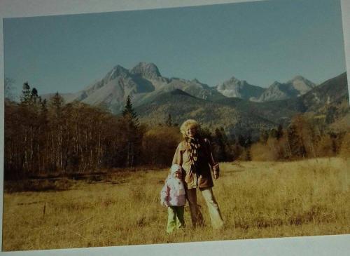 a painting of a woman and child in a field at Vila Zdenka in Vysoké Tatry