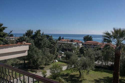 a view from the balcony of a resort at Katerina's Garden Mola Kaliva in Mola Kalyva