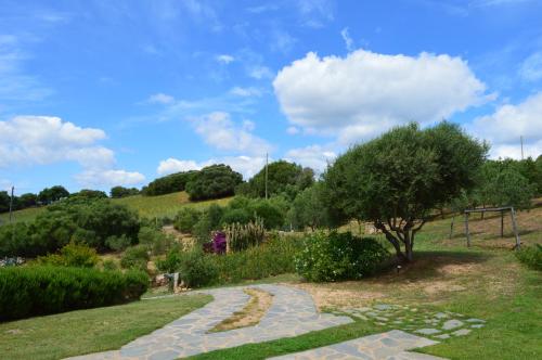 a walkway in a garden with a tree at Sa Rezzetta in Golfo Aranci