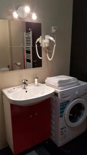 ママイアにあるStudio 15 Coral Residenceのバスルーム(洗濯機、シンク付)
