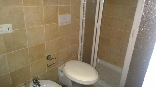 a bathroom with a toilet and a shower at Donna Teresa in Mottola