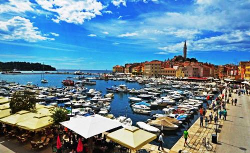 a harbor filled with lots of boats in the water at DeLuxe Afrodita Apartment in Rovinj