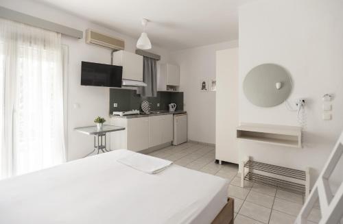 Kuchyň nebo kuchyňský kout v ubytování Afkos Apartments