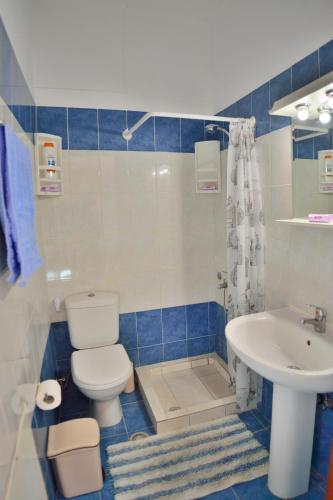 a bathroom with a toilet and a sink at Beach House in Kissamos