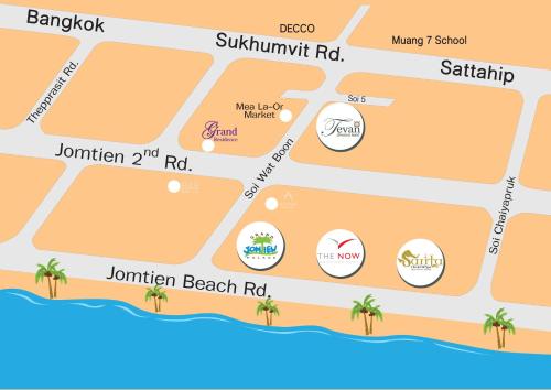 a map of the dominican beach rebuild at The Now Hotel - SHA Extra Plus in Jomtien Beach