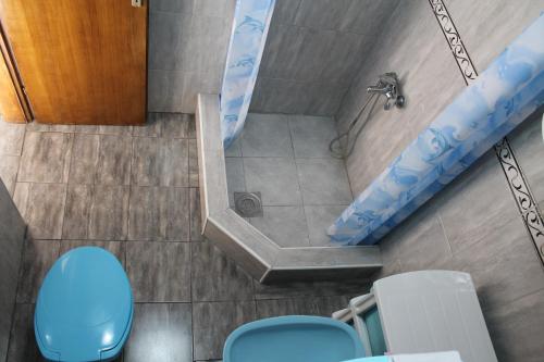 an overhead view of a bathroom with a shower at Olja apartments in Virpazar