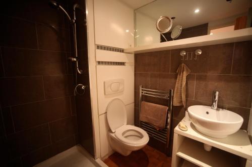 a bathroom with a toilet and a sink at Maison des Remparts in Céret