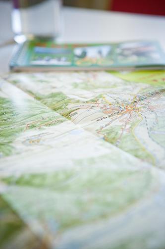 a close up of a map on a table at veloInn Hotel Bad Berka im Weimarer Land in Bad Berka