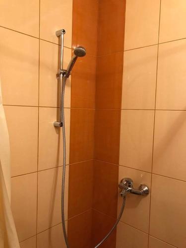 a shower with a hose in a bathroom at Nestinarka Complex - Emili Apartment in Tsarevo