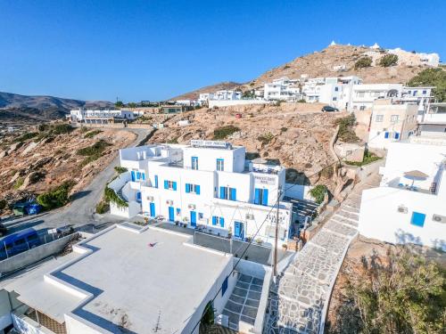 an aerial view of a village with white buildings at Princess Sissy in Ios Chora