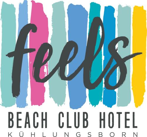 a poster for a beach club hotel with the words beach club hotel h at feels Beach Club Hotel in Kühlungsborn