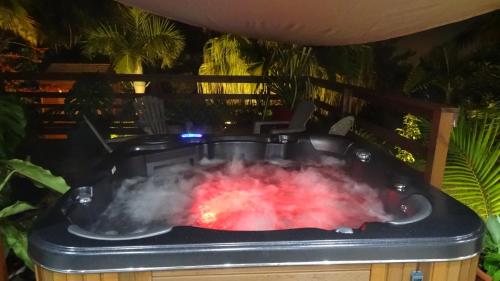 a jacuzzi tub filled with lots of smoke at Boule de bleu in Le Tampon