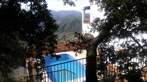 a swimming pool in the middle of a building at Casa Encina - Encinasola Turismo Rural. in Alora