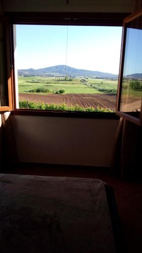 a room with a large window looking out at a field at Il Chiosco Giallo in Capalbio