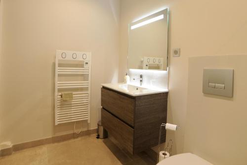 a bathroom with a sink and a mirror at Le Parc Stanislas in Chartres
