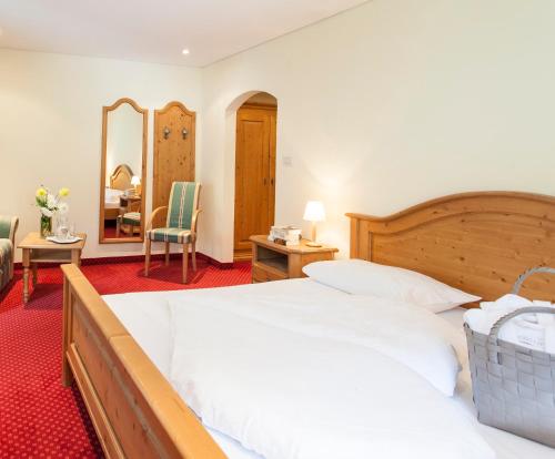 a hotel room with two beds and a mirror at Hotel Stefanshof in Plaus