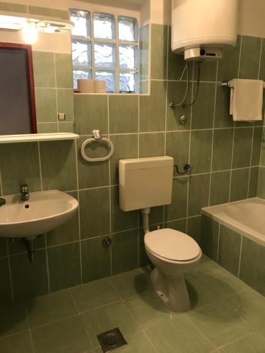 a bathroom with a toilet and a sink at Apartment Pulić in Rab