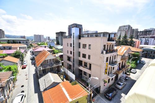an overhead view of a city street with buildings at Hotel Phaliashvili in Batumi