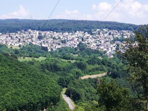 a view of a town from the top of a hill at Ferienwohnung-Kiefer in Hillscheid