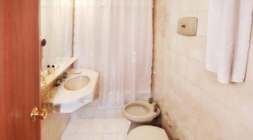 a bathroom with a toilet and a sink at Hotel London Palace in Montevideo