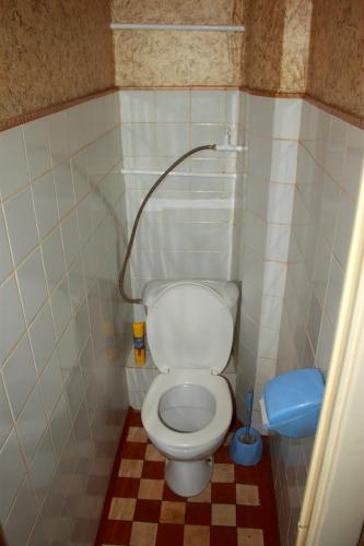 Elle comprend une petite salle de bains pourvue de toilettes blanches. dans l'établissement Prime Home 4, à Tchernihiv