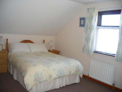 sypialnia z łóżkiem i oknem w obiekcie Doolin Cottage Accommodation w mieście Doolin