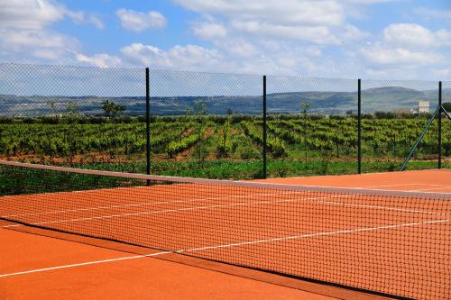 a tennis court with a net on top of it at Château Roslane Boutique hôtel & Spa in Meknès