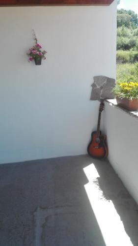 a window sill with a potted plant and an umbrella at B&B Bella Vista in Dorgali