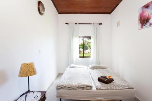 イコー・デ・ロス・ビノスにあるFinca La Gaviota - El Mangoの白いベッドルーム(ベッド1台、窓付)