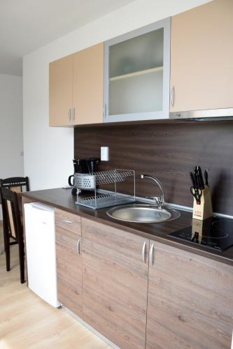 a kitchen with a sink and a counter top at studio ASI in Obzor