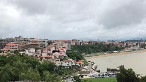 a view of a city with a river and buildings at Pensión Basagoiti in Getxo