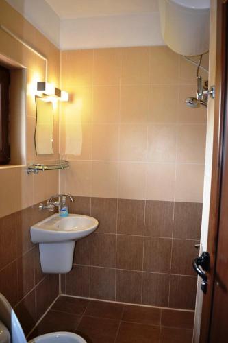 a bathroom with a sink and a toilet at Sichanova Guest House in Brŭchkovtsi