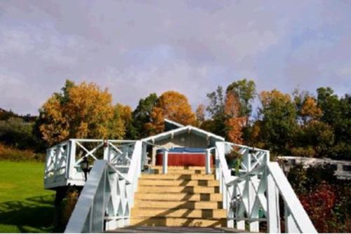 a set of stairs leading to a building at Halcyon Heights B&B/Inn in Homer