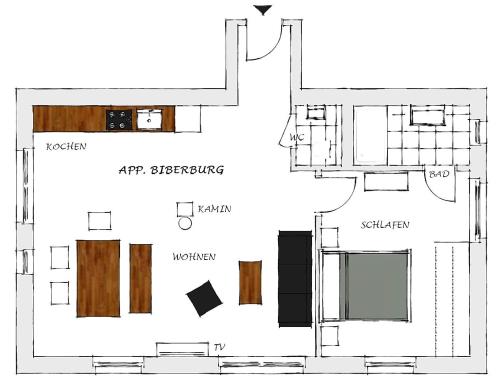 a floor plan of a house with at Ferien Hohes Elbufer - FeWo in Schnakenbek