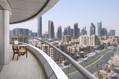 Nespecifikovaný výhled na destinaci Dubaj nebo výhled na město při pohledu z hotelu