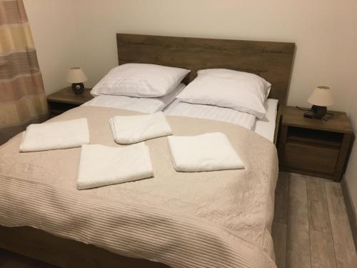 シュクラルスカ・ポレンバにあるApartament NR 5のベッド(上に白い枕付)