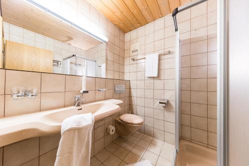a bathroom with a sink and a toilet at Almerwirt in Maria Alm am Steinernen Meer