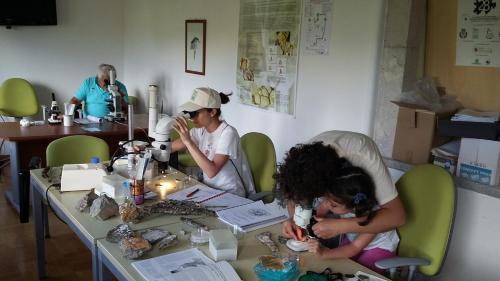 a group of people sitting at a table makingthings at Rifugio dei Sanniti in Borrello