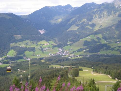 a mountain view of a valley with a tram at Dachstein in Russbach am Pass Gschütt