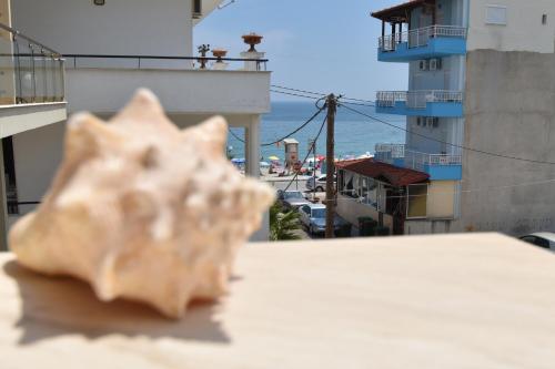 a close up of a star on the ledge of a building at Epavlis Luxury apts in Leptokaria