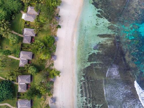 an aerial view of a beach and the ocean at Eratap Beach Resort in Port Vila