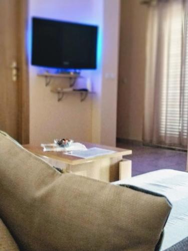 a living room with a tv and a couch at Apartments Kristina in Klenovica