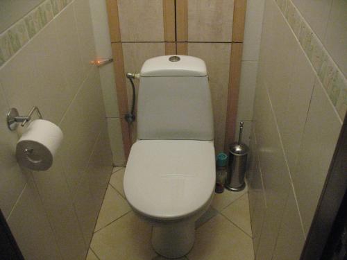 a bathroom with a white toilet in a stall at Apartments near POLITECH in Kyiv