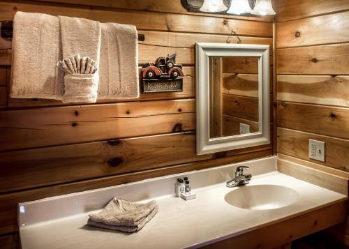 La salle de bains est pourvue d'un lavabo et d'un miroir. dans l'établissement The Honeymoon Sweet #63, à Sevierville